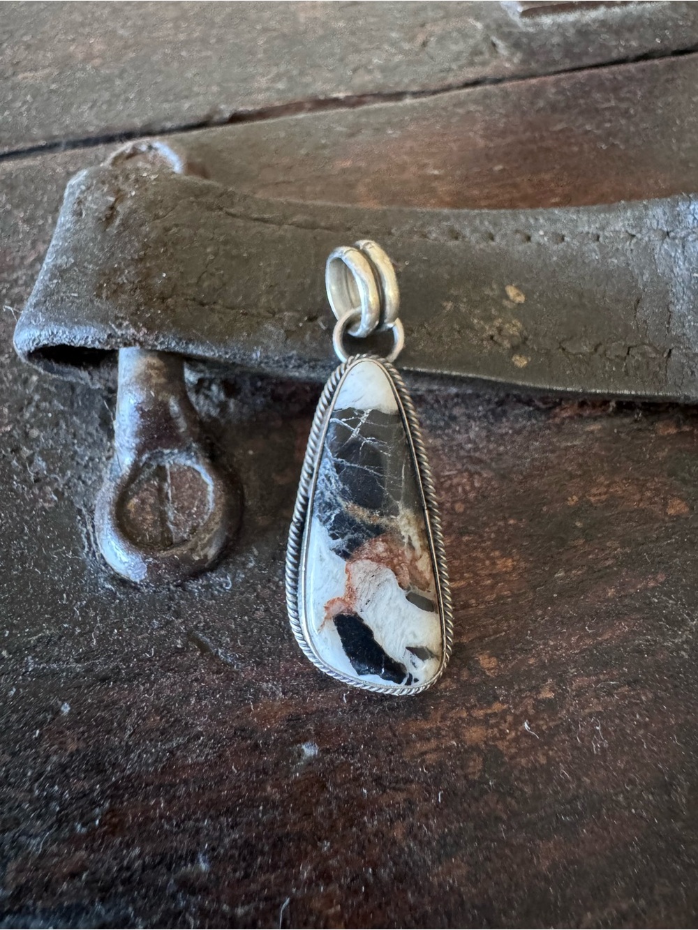 White Buffalo Sterling Silver Pendant by native artist Skeets